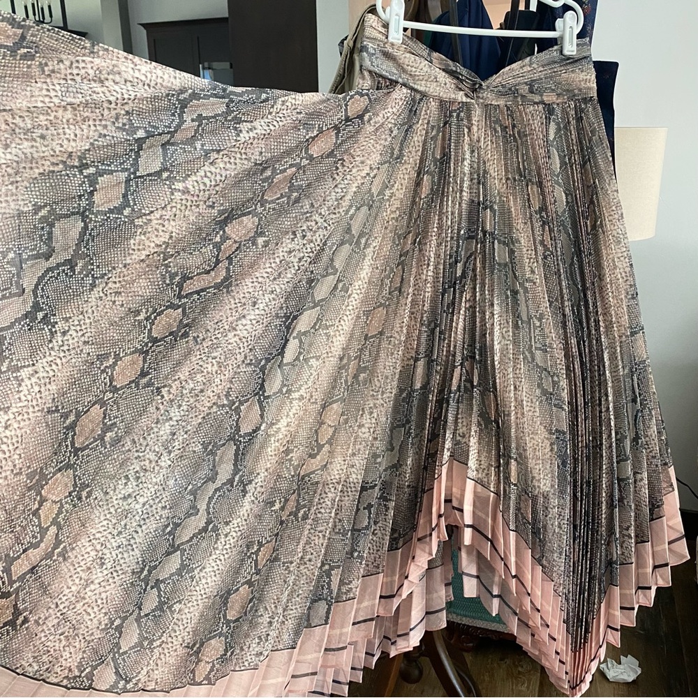 Zimmermann pleated snake print skirt